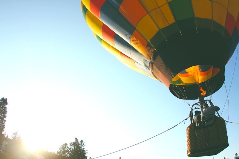 A hot air balloon taking off